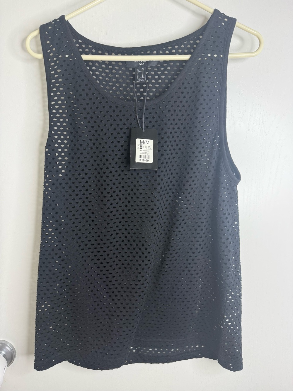NWT Forever 21 Men Black Mesh Sleeveless Tank Top Medium